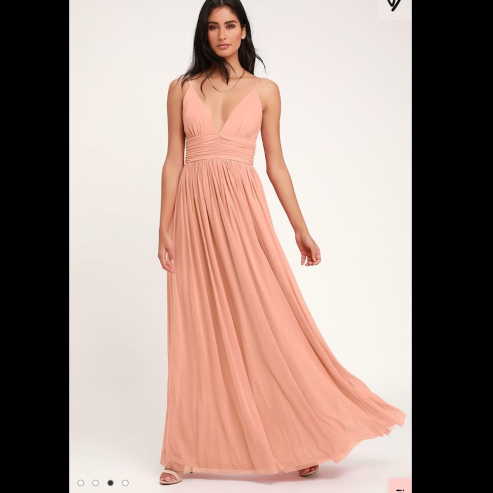 Lulus Queen of the Evening blush pink maxi dress